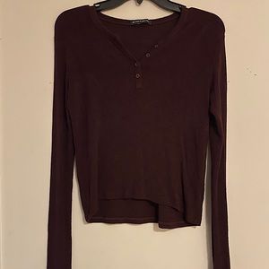 Brandy Melville Maroon Long Sleeve Top